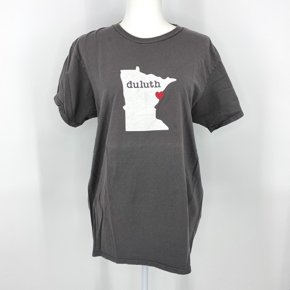 Duluth MN Minnesota Shirt Hanes Brand Cotton Gray White MN State Women's Large